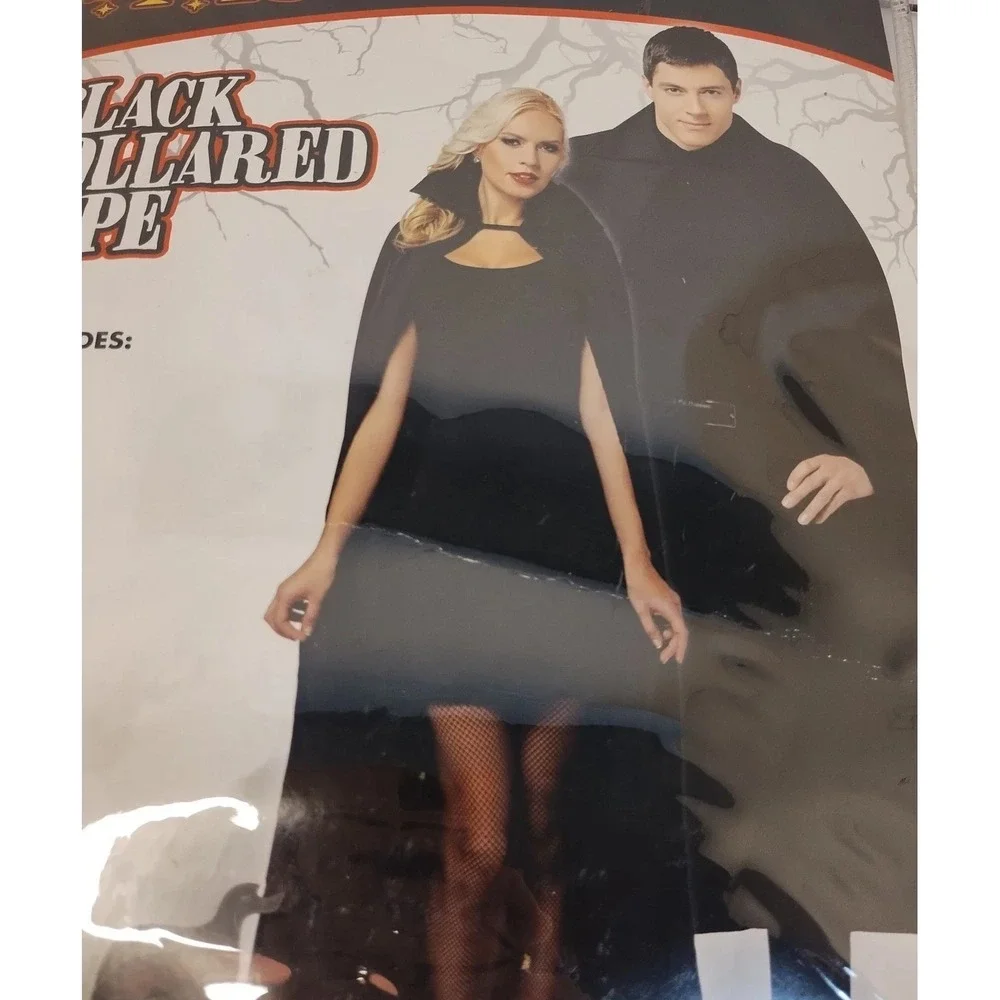 Spirit Halloween Black Collared Cape One Size Adult Size, Vampire